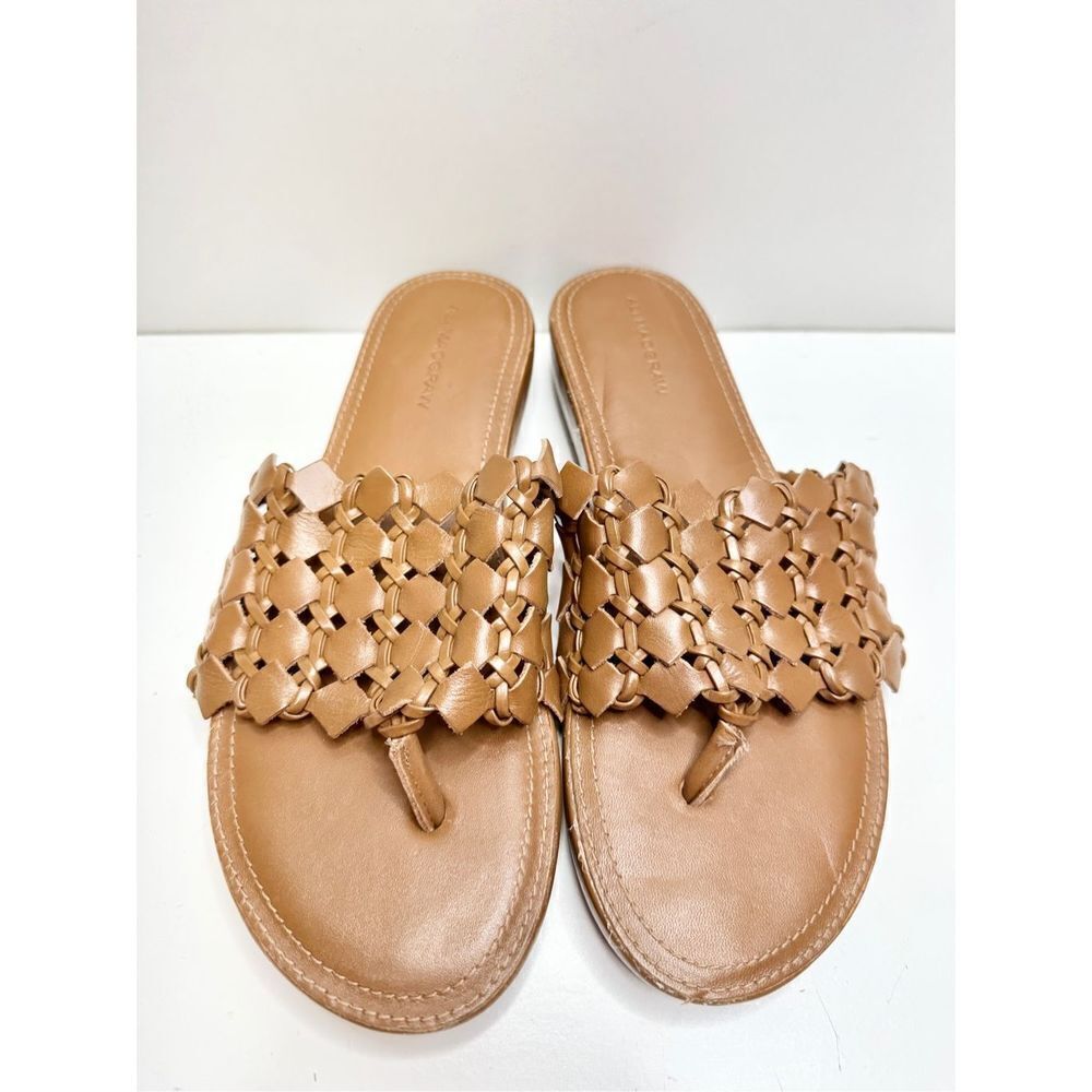 ALI MACGRAW Sandals Womens Size 8 Leather Wren Woven Slip On Shoes‎